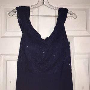 Navy Blue Off the shoulder Prom Dress